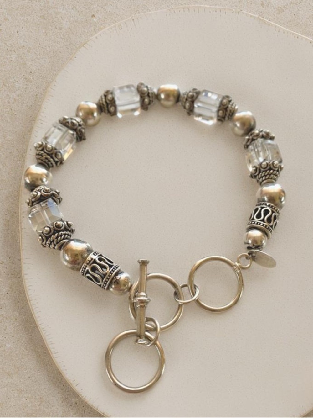 Silpada Silver and Swarovski Crystal Bead Toggle Bracelet B 1147